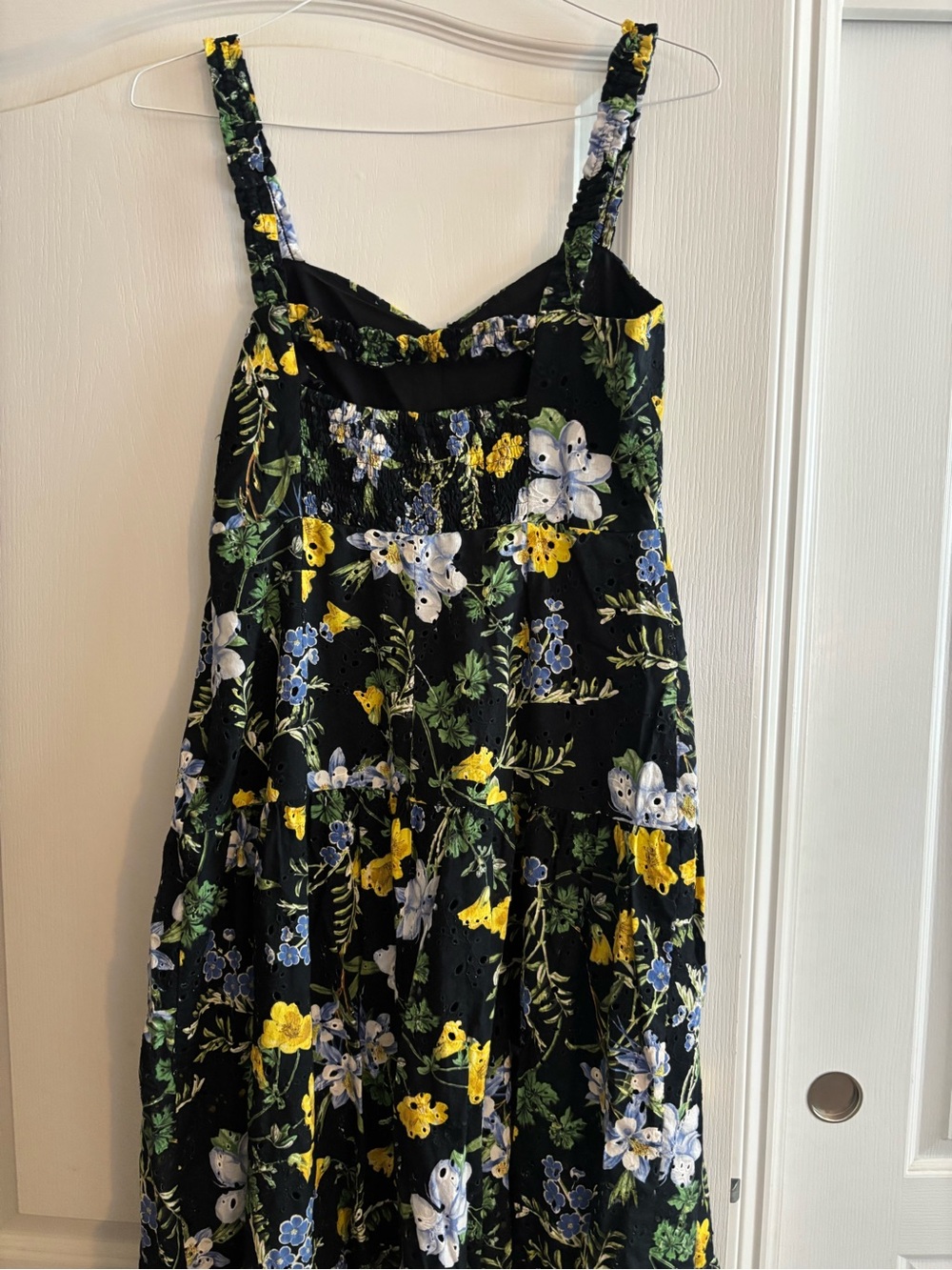 Zara Black Floral Sundress with Yellow, Blue & Green Accents